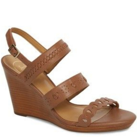 JACK ROGERS Leather Wedge Sandals - Picture 1 of 5